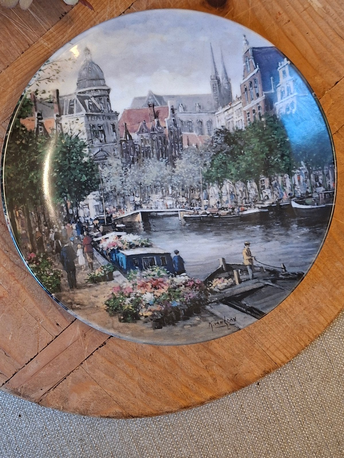 Mosa Wandbord - De Amsterdamse Bloemengracht (Koos van Loon), Ophalen of Verzenden