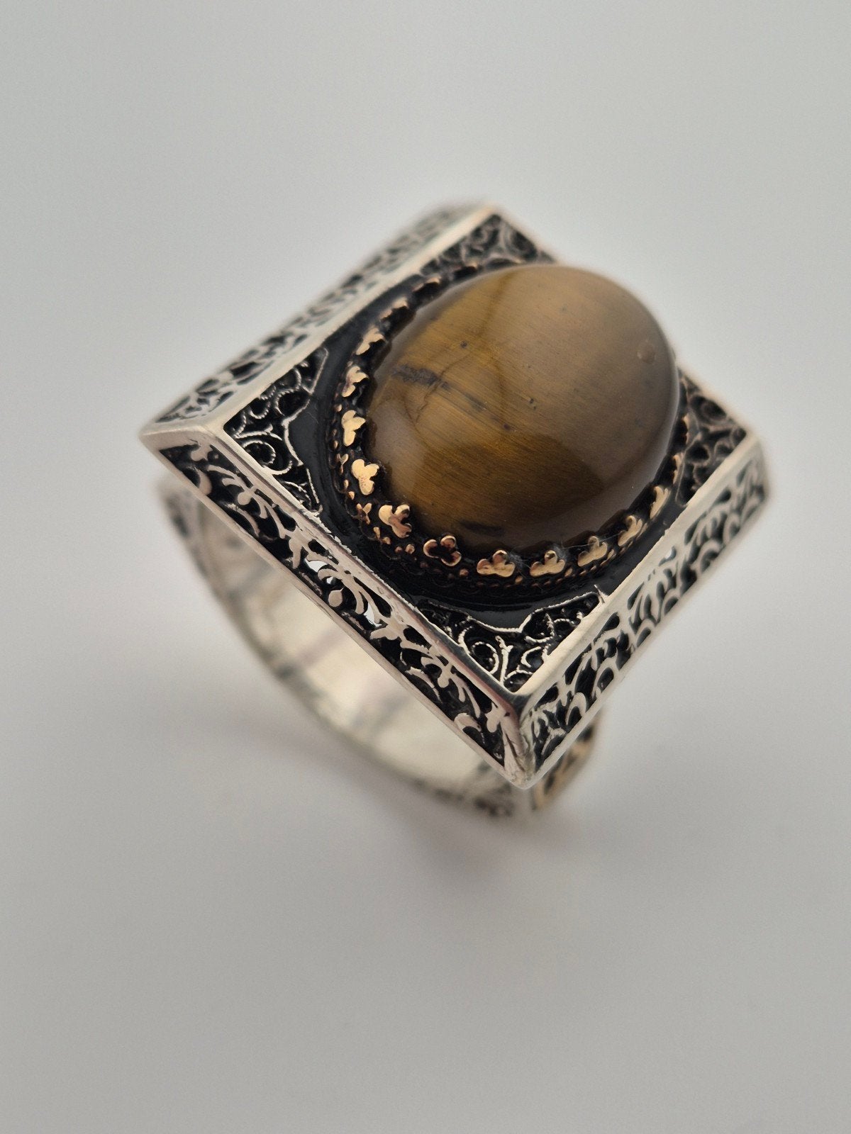 Prachtige Luxe Ottomaanse 925 Sterling Zilveren Zegelring, Sieraden, Tassen en Uiterlijk, 20 of groter, Verzenden, Heer, Zilver