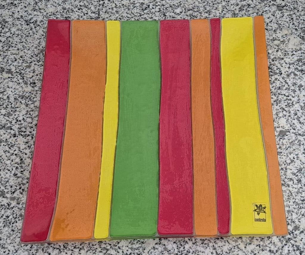 Prachtige vintage Contento schaal – kleurrijk retro, Schaal, Vierkant, Ophalen of Verzenden, Handgemaakt