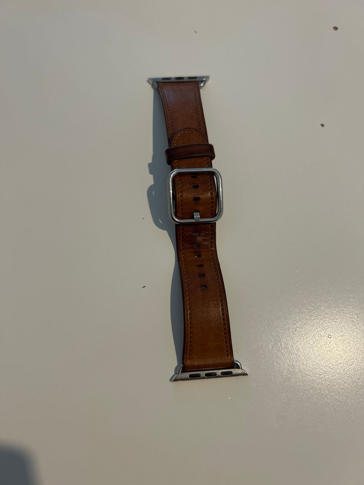Originele 42mm/45mm/46mm Leren Apple Watch bandje - Bruin, Ophalen of Verzenden, Gebruikt