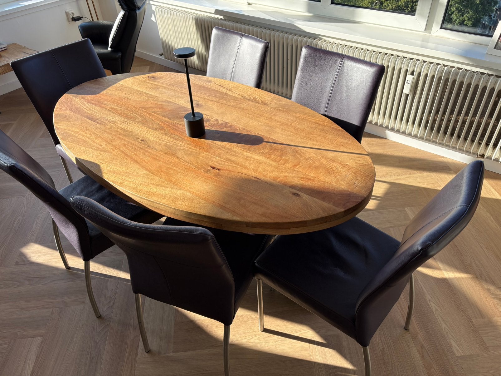 Set van 6 design eetkamerstoelen aubergine, Ophalen, Overige materialen, Overige kleuren, Zo goed als nieuw