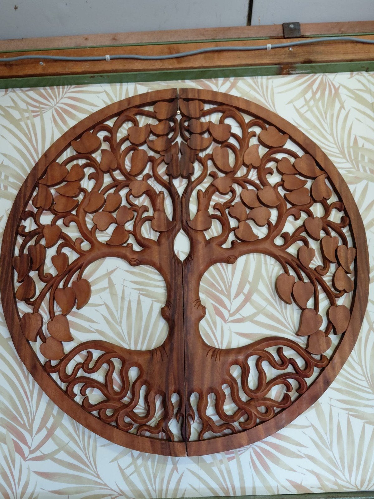 Tree of Life Teak Wanddecoratie - Ø 100cm, Ophalen, Wandsculptuur, Nieuw, Info@ibizasfeer.nl