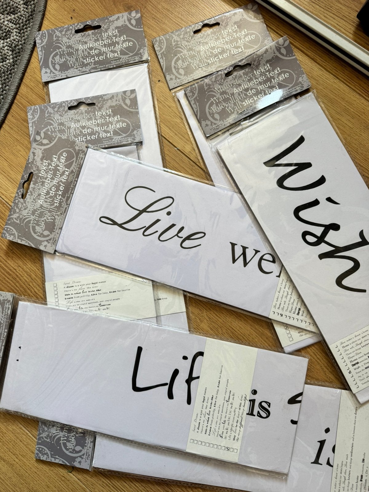 Muurstickers mooie teksten 7x, Muursticker, Ophalen of Verzenden, Nieuw
