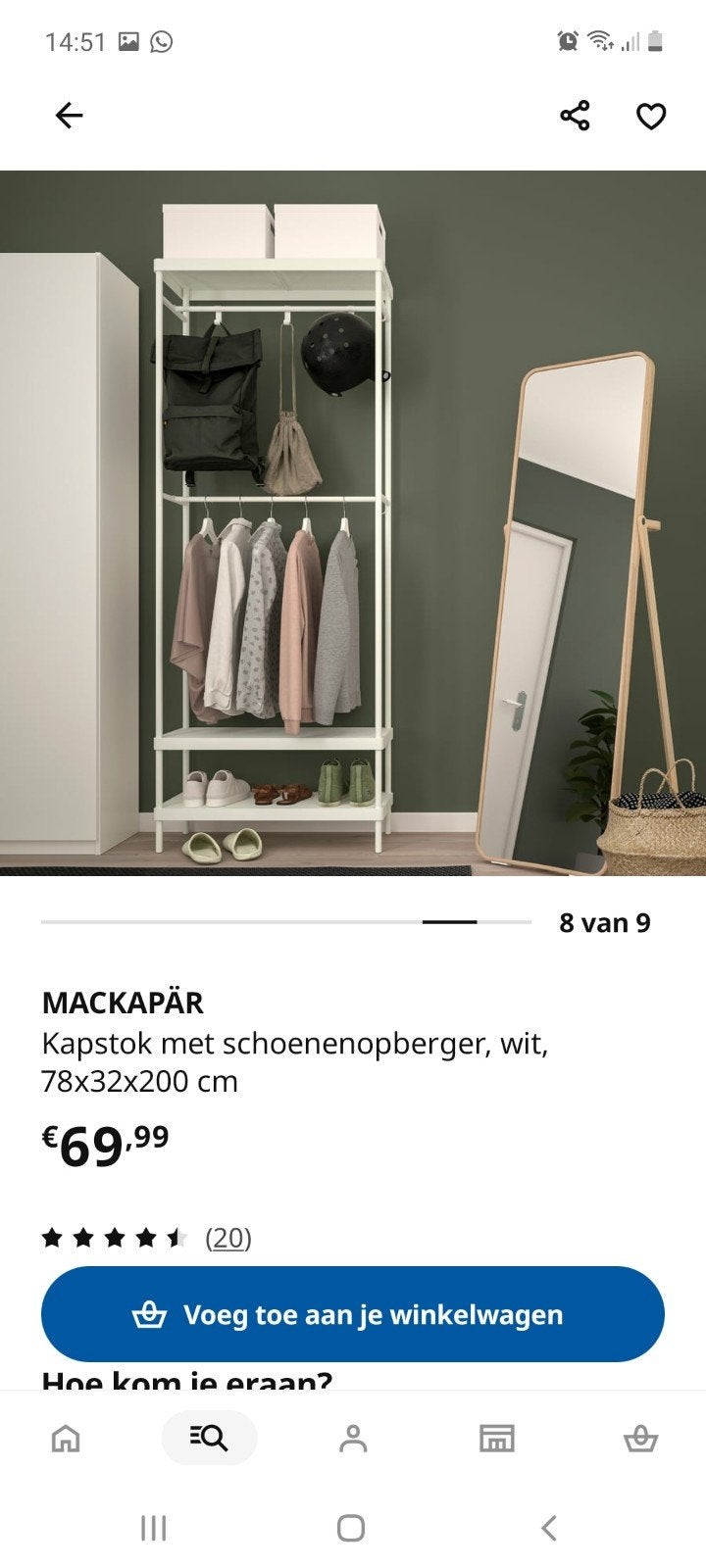 Kapstok met schoenenopberger MACKAPAR, Ophalen, 200 cm of meer, 50 tot 100 cm, Zo goed als nieuw