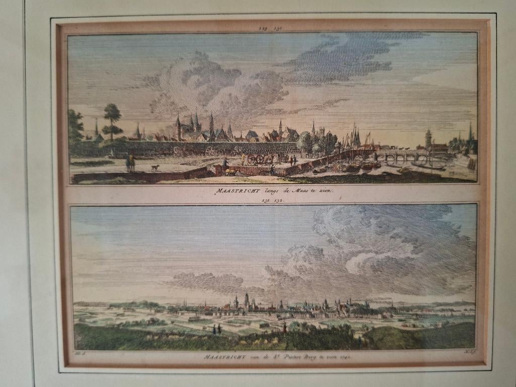 Kopergravure Maastricht, Antiek en Kunst, Kunst | Etsen en Gravures, Ophalen of Verzenden, Cartografie, Ingelijst