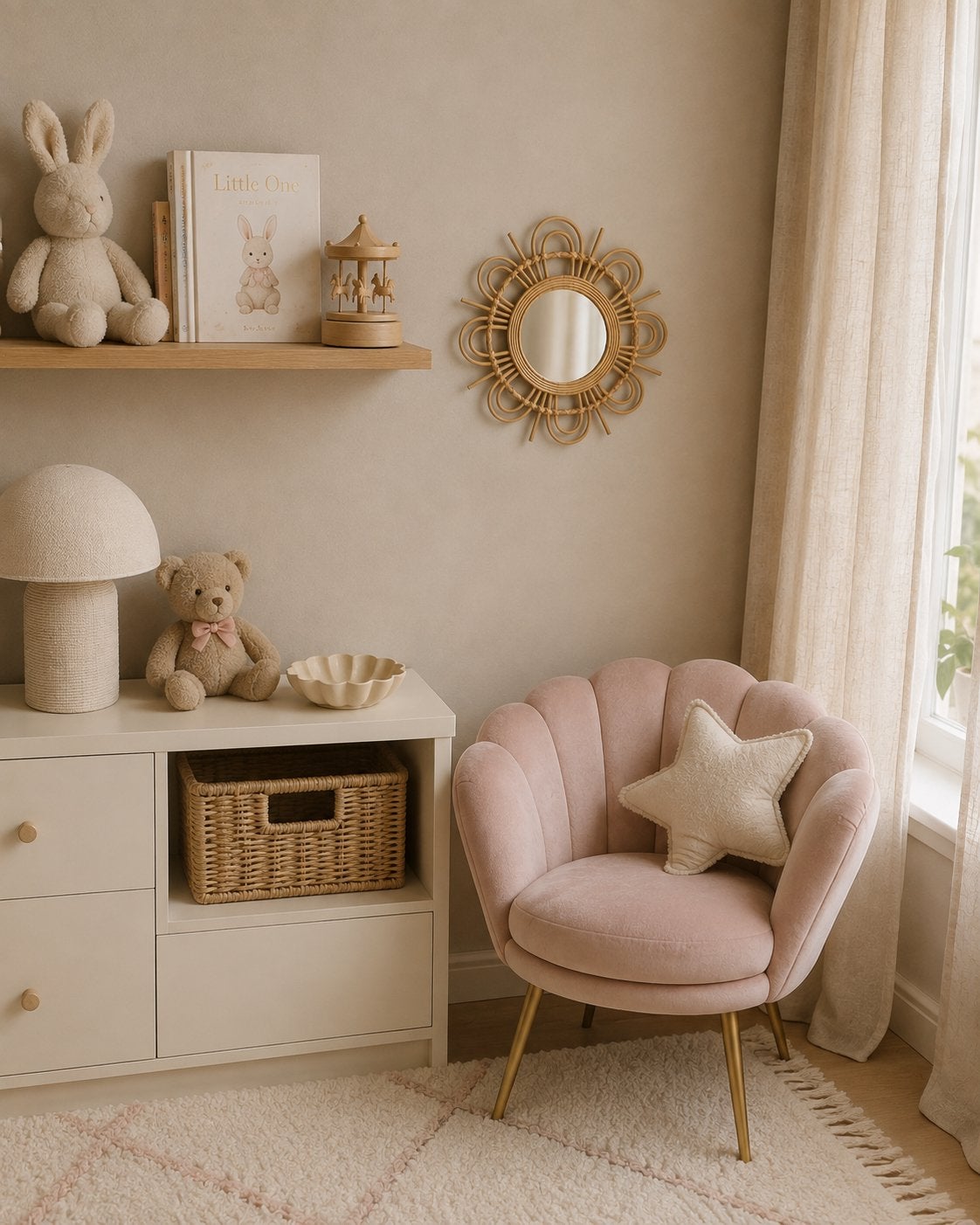 Rotan spiegel Maison du Monde meisjeskamer, Huis en Inrichting, Woonaccessoires | Spiegels, Minder dan 50 cm, Rond, Ophalen of Verzenden