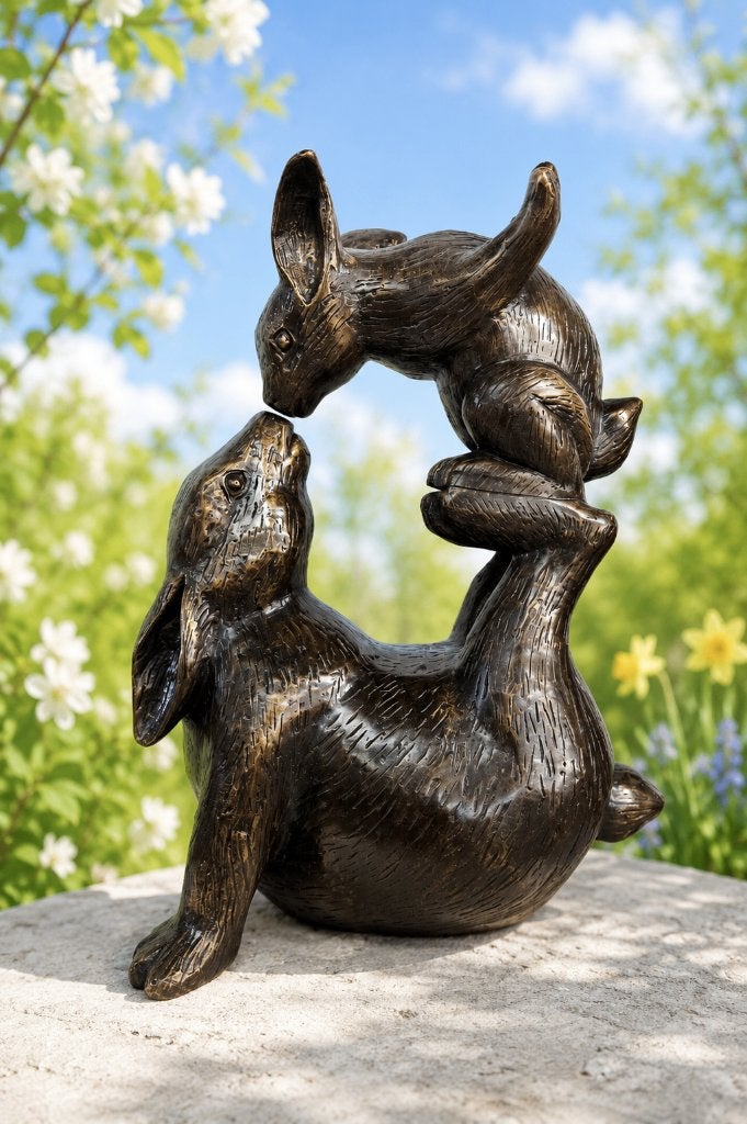 KUSSENDE HAZEN / 2 maten, Dierenbeeld, Nieuw, Info@huisentuindecoratiemarie.nl, Huis en tuin decoratie marie