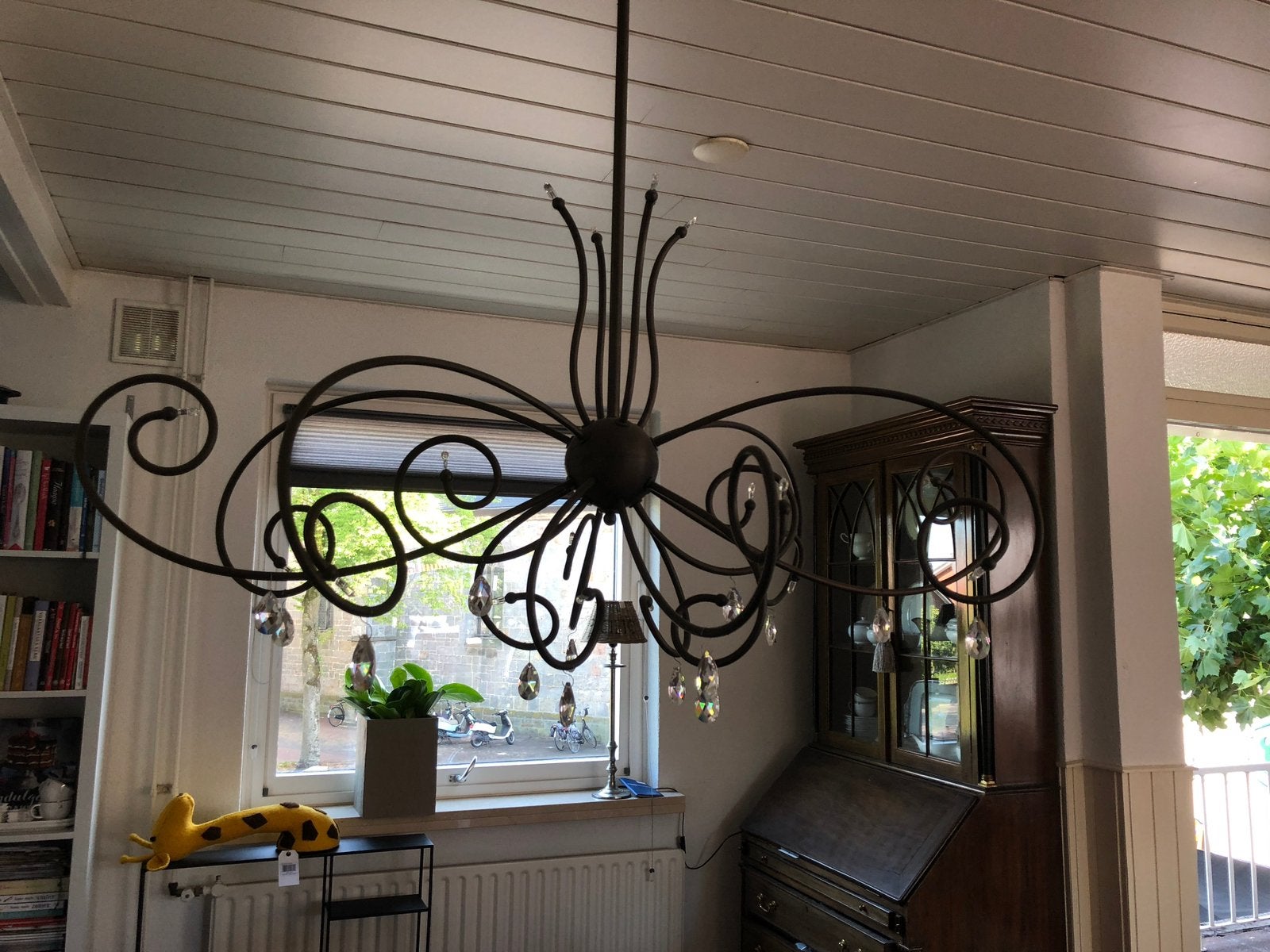 Mooie bronskleurige kroonluchter, Huis en Inrichting, Ophalen of Verzenden, Zo goed als nieuw, Metaal
