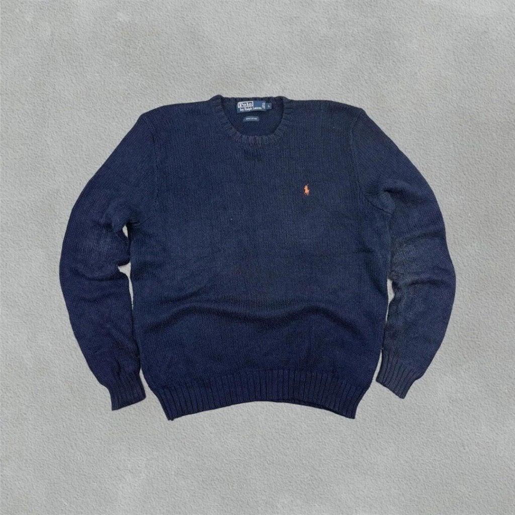 (651) Blauw Ralph Lauren Gebreide Trui - Heren L - Zeer Goed, Maat 52/54 (L), Blauw, Ralph Lauren, Ophalen of Verzenden