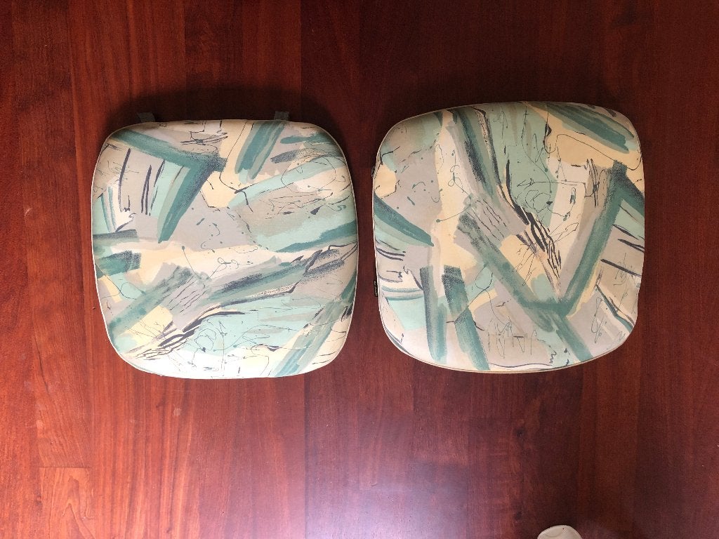 Kussen voor een hocker 2x creme - groen, Ophalen of Verzenden, Zo goed als nieuw