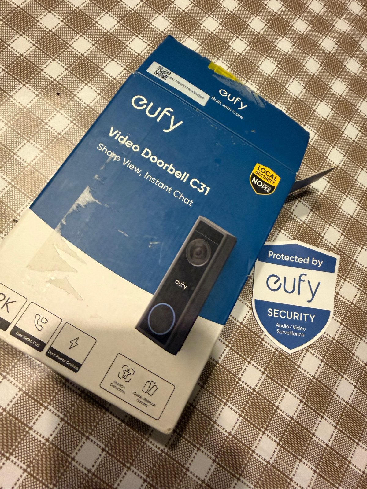 Eufy Video Deurbel C31 - Scherpe Beelden, Directe Chat, Overige typen, Ophalen of Verzenden, Draadloos, Beweging