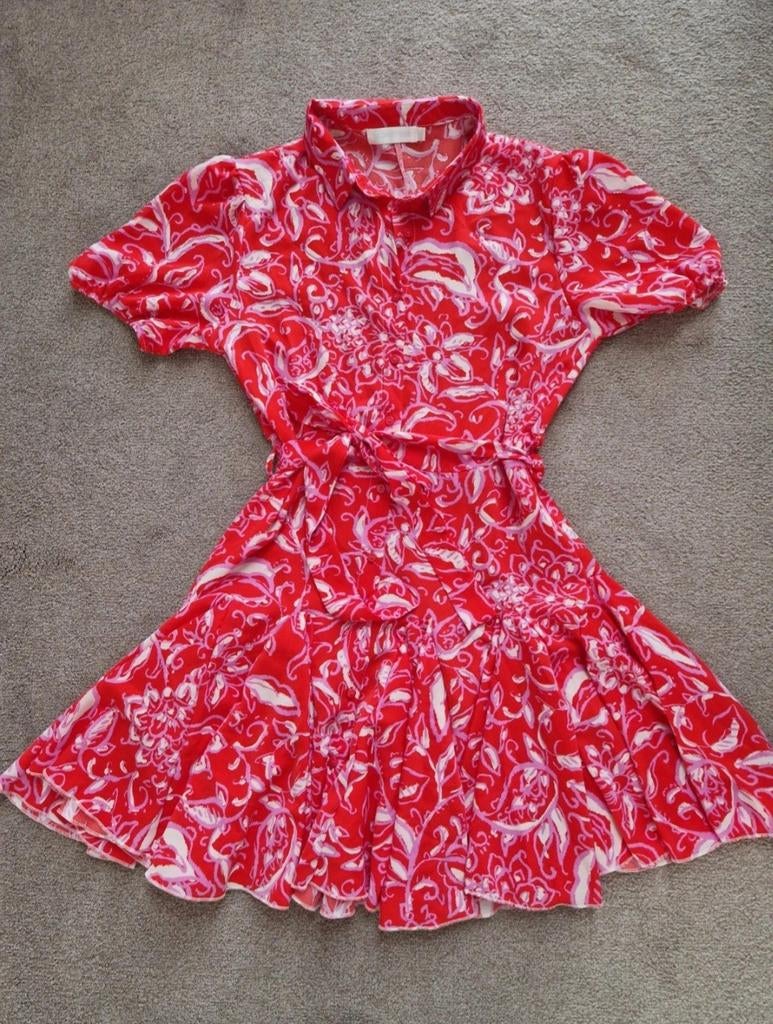 Flamant Rose jurk maat S - Rood met print, Kleding | Dames, Jurken, Nieuw, Maat 36 (S), Boven de knie, Rood