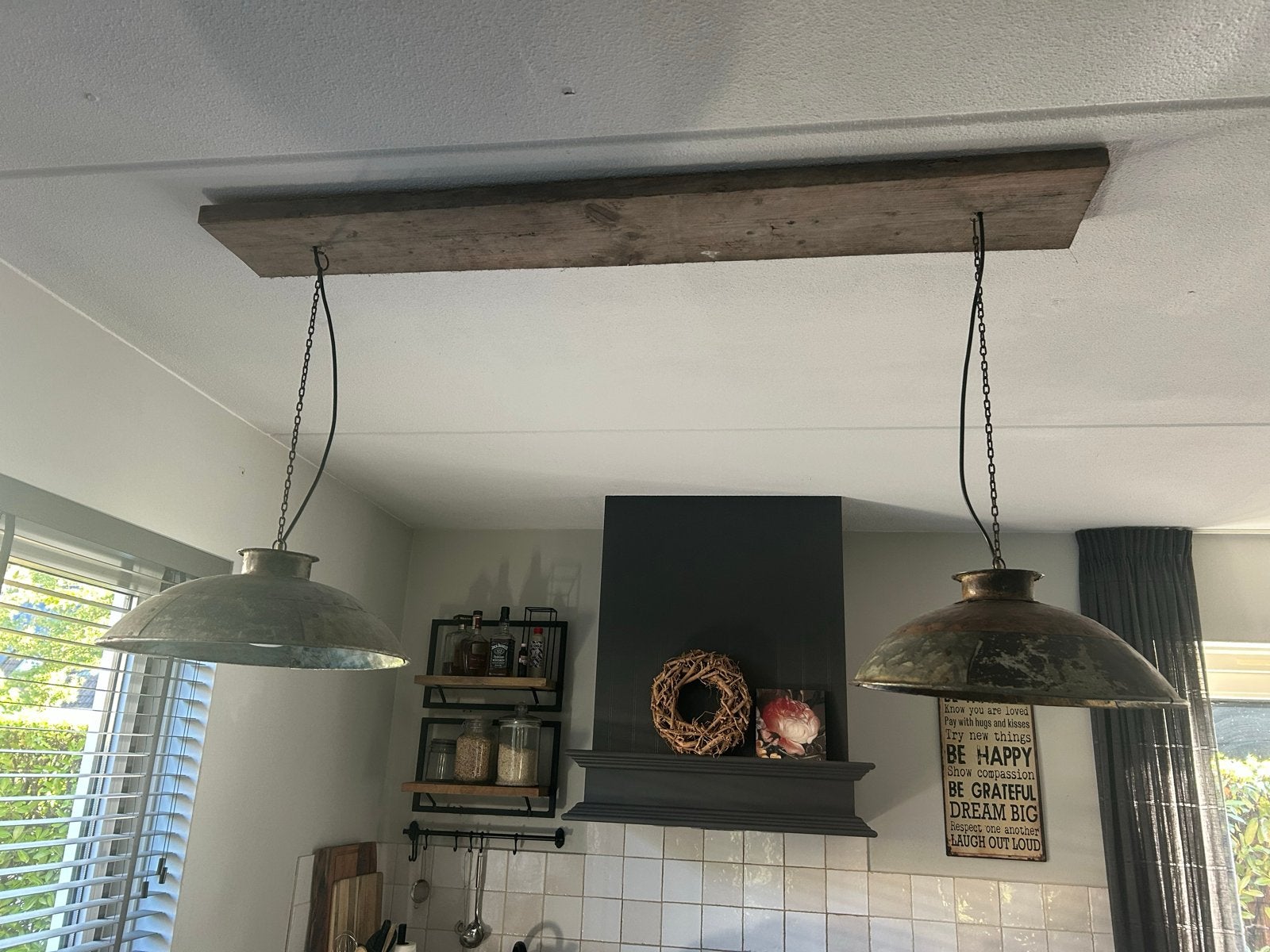 Hanglamp van halve oude waterkruiken, Ophalen, Gebruikt, Landelijk, sober, stoer, E27 (groot)