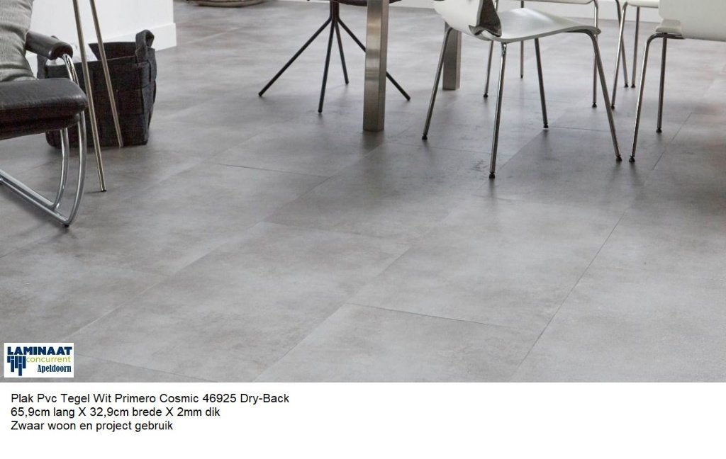 33m2 Plak Pvc Tegel Primero Cosmic light grey 2,5mm dik €295, Huis en Inrichting, Stoffering | Vloerbedekking, Ophalen, Wit, Nieuw