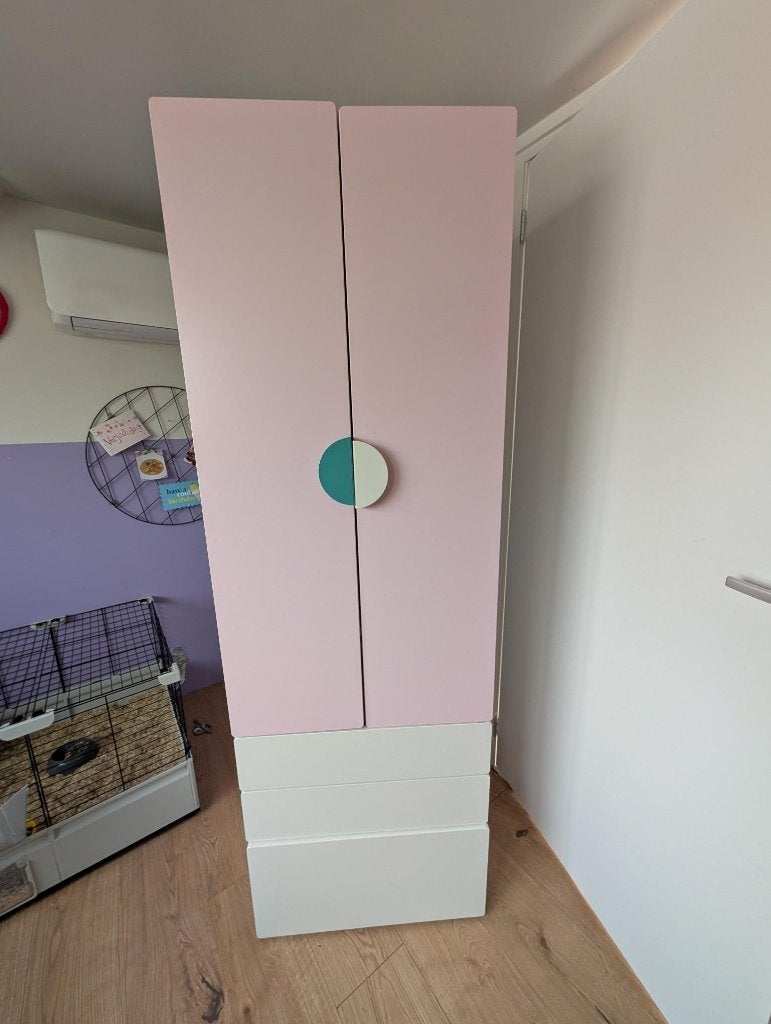 IKEA PLATSA kledingkast roze/wit 60x57x181 - 3 lades, Gebruikt, 50 tot 100 cm, 150 tot 200 cm, Overige houtsoorten