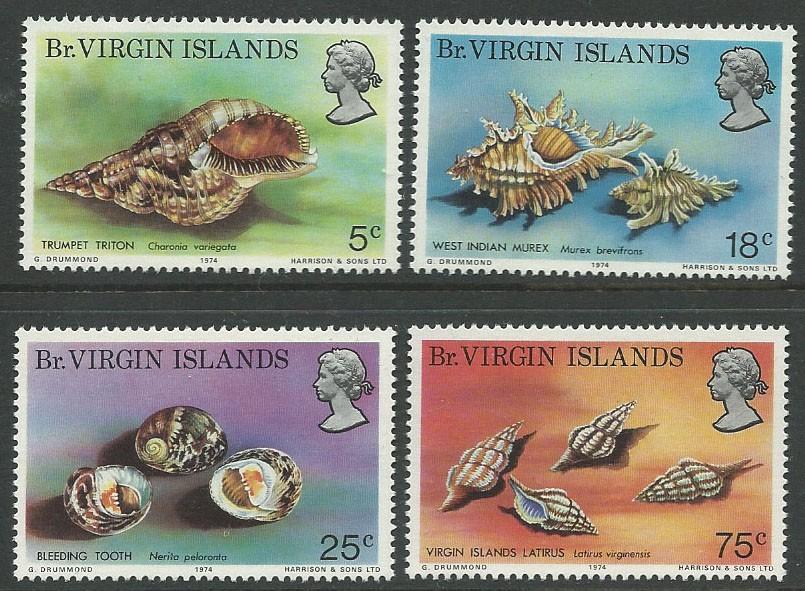 BR. VIRGIN Isl. 1974 Schelpen, Wmk. Kopstaand, postfris., Verzenden, Postfris, Dier of Natuur