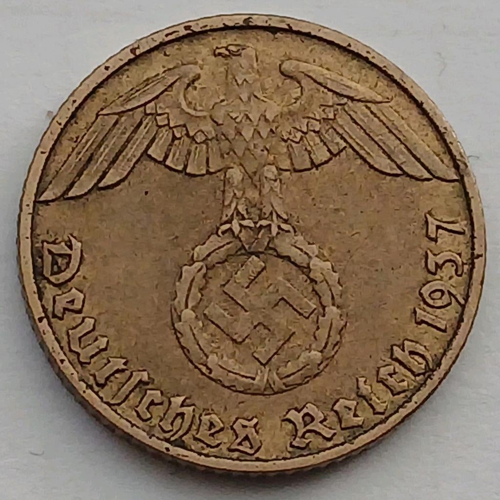 5 Reichspfennig 1937J Nazi Duitsland Oude Munt WO2 Swastika, Ophalen of Verzenden, Landmacht, Duitsland
