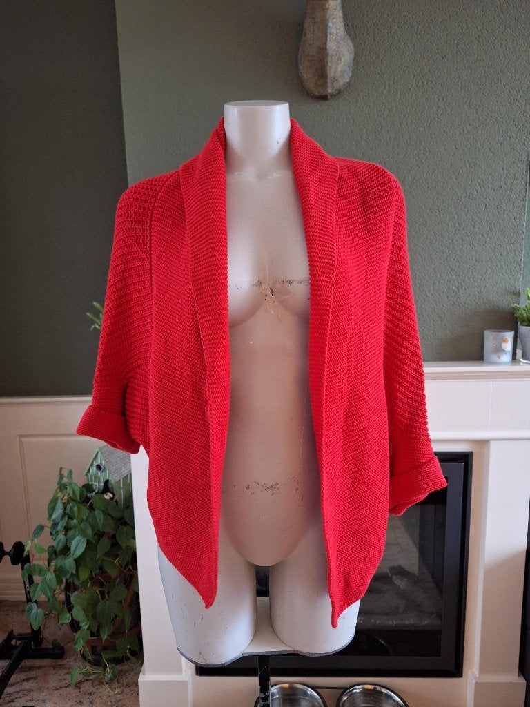 Public rood silky cotton vest M 38 cardigan vlindermouw, Maat 38/40 (M), Verzenden, Zo goed als nieuw, Public