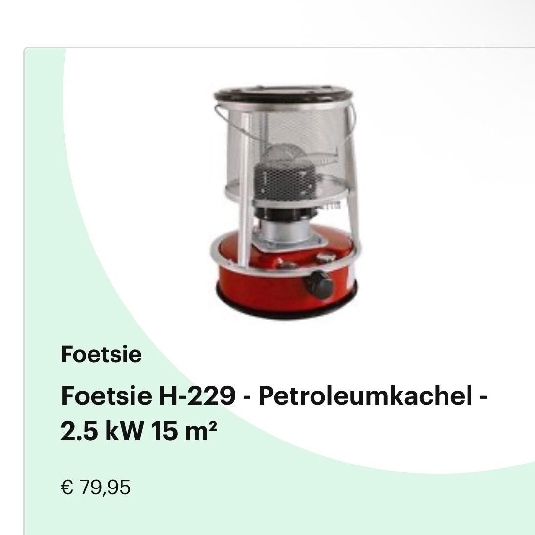 Nieuwe Foetsie Petroleumkachel H-229 - 2.5 kW 15 m², Ophalen, Nieuw, Overige brandstoffen, Petroleumkachel