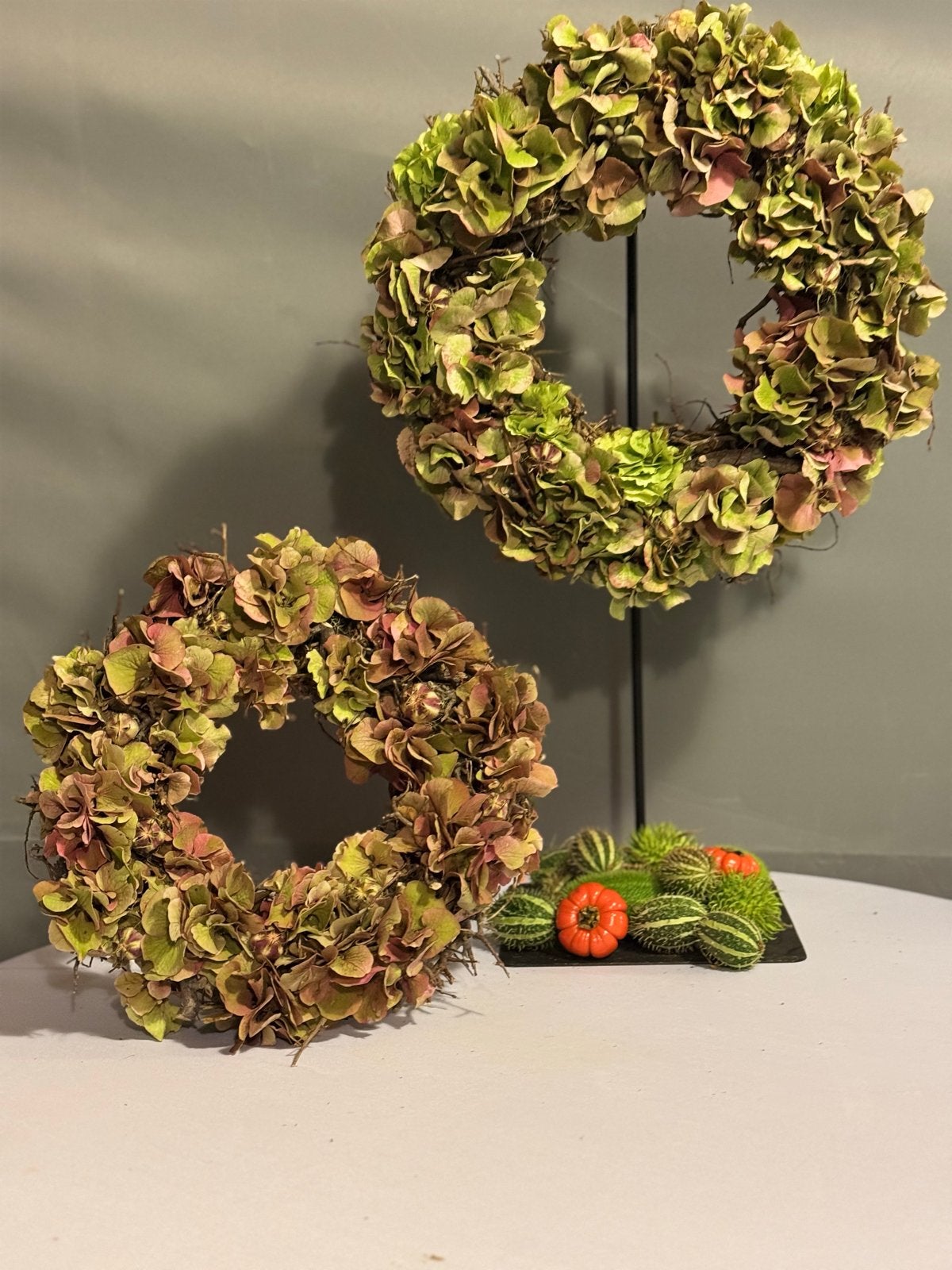 Hortensia Kransen - Natuurlijke Decoratie, Ophalen, Zo goed als nieuw, Krans, Natuurlijk materiaal