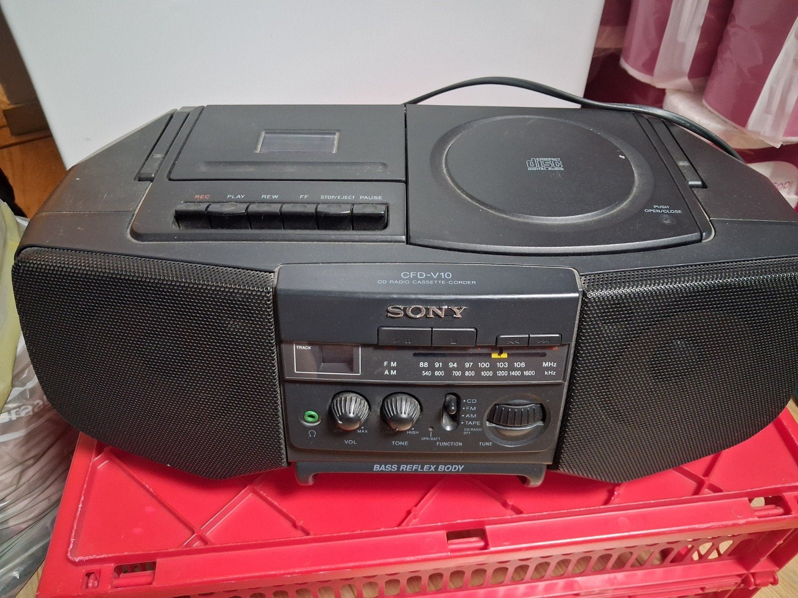 Sony CFD-V10 CD Radio Cassette Corder - Draagbare Boombox, Ophalen of Verzenden, Zo goed als nieuw, Radio, Met cd-speler