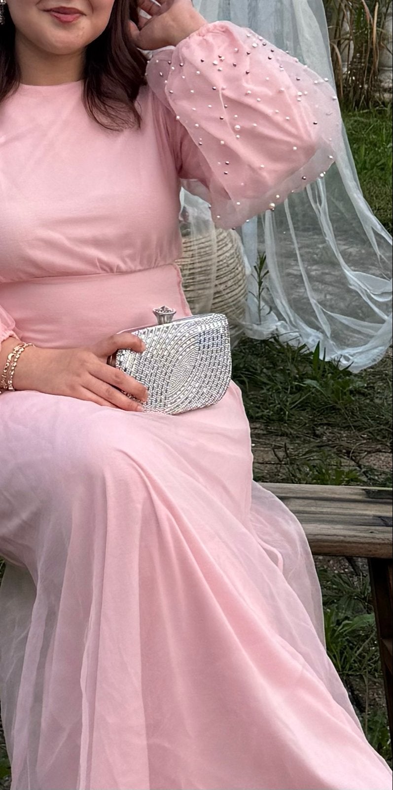 Glitterende zilveren avondtas met strass en ketting, Ophalen of Verzenden, Zo goed als nieuw, Grijs, Avondtasje