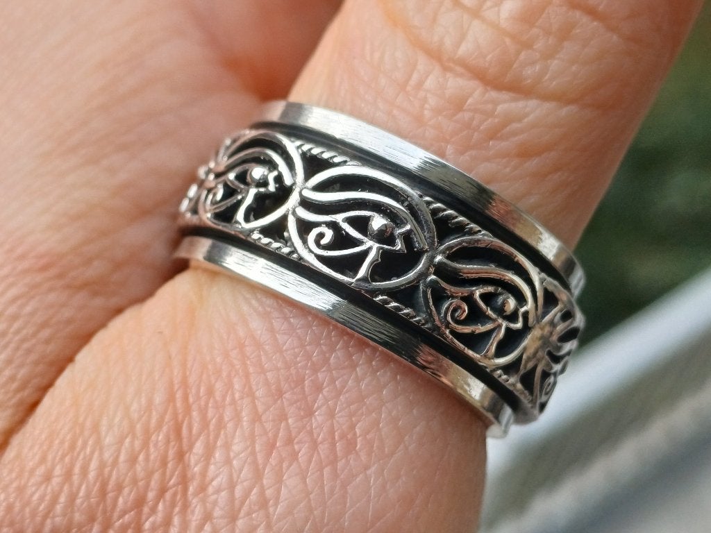 925 zilver draai spin ring Oog van Horus maat 19 20 21, Vanoli, 20 of groter, Amsterdam, Nieuw