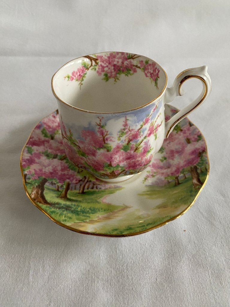 Prachtige dames kop en schotel Royal Albert Blossom Time, Gebruikt, Klassiek, Ophalen of Verzenden, Kop(pen) en/of Schotel(s)