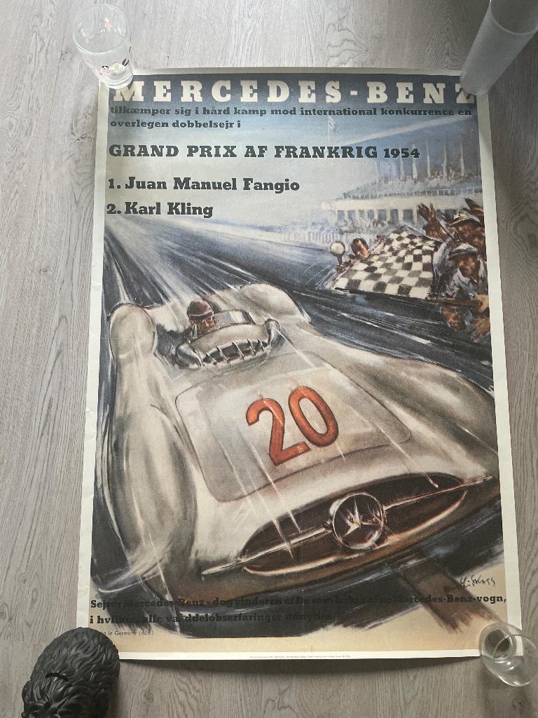 Poster Mercedes-benz grand prix af Frankrijk 1954, Ophalen, 70 cm, Papier/karton, 100 cm