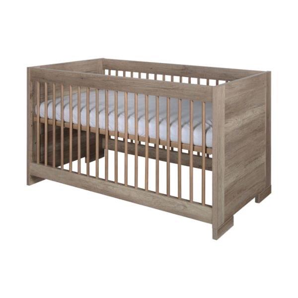 Kidsmill Brent Babybed Oldwood 70x140 cm incl. lattenbodem, Ophalen, Zo goed als nieuw, Lattenbodem, Minder dan 140 cm