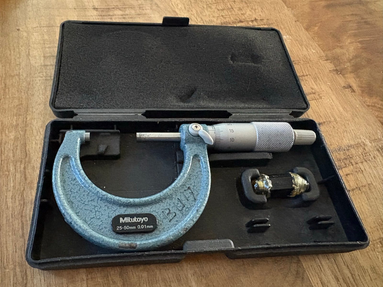 Mitutoyo Micrometer 25-50mm 0.01mm in doos, Ophalen of Verzenden, Gebruikt, Overige typen, Overige merken