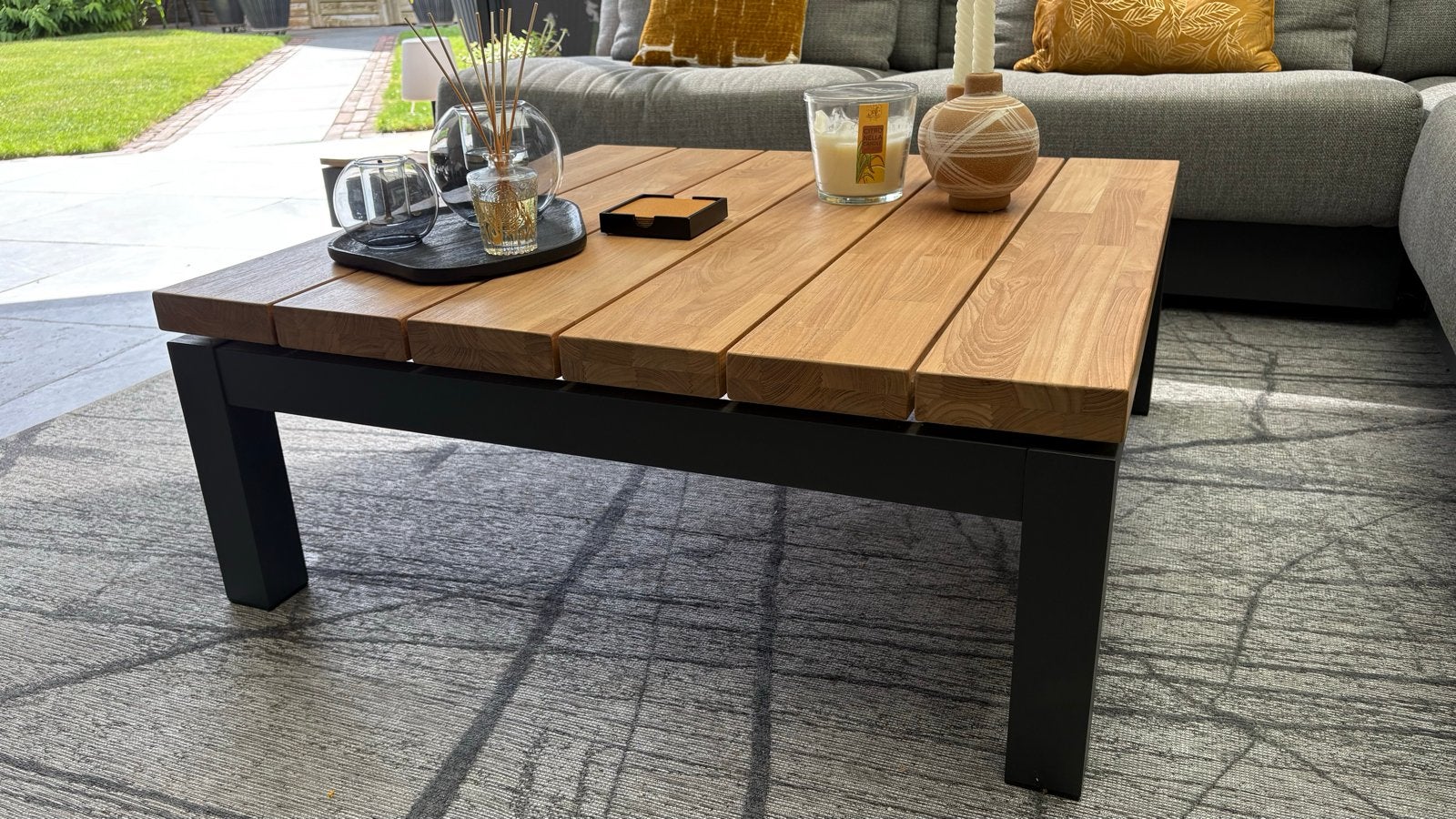 4 Seasons Outdoor Capitol Salontafel 90x90 Teak Antraciet, Ophalen, Nieuw, Vierkant, Teakhout