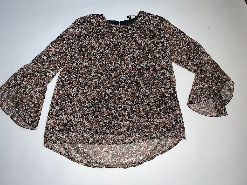 VERO MODA blouse met trompet mouw L in ~~nieuw~~ staat, Verzenden, Zo goed als nieuw, Maat 38/40 (M), Bruin