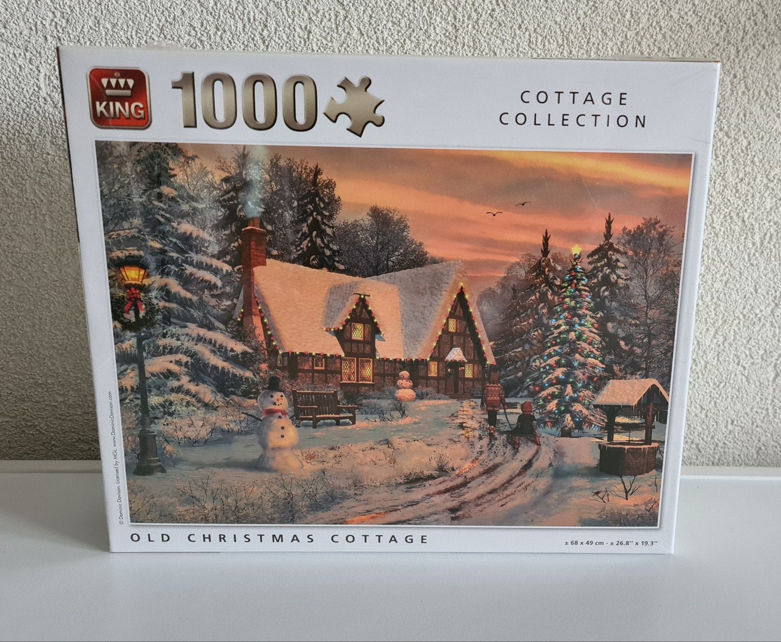 King Legpuzzel 1000 stukjes - Old Christmas Cottage, Ophalen, 500 t/m 1500 stukjes, Nieuw, Legpuzzel