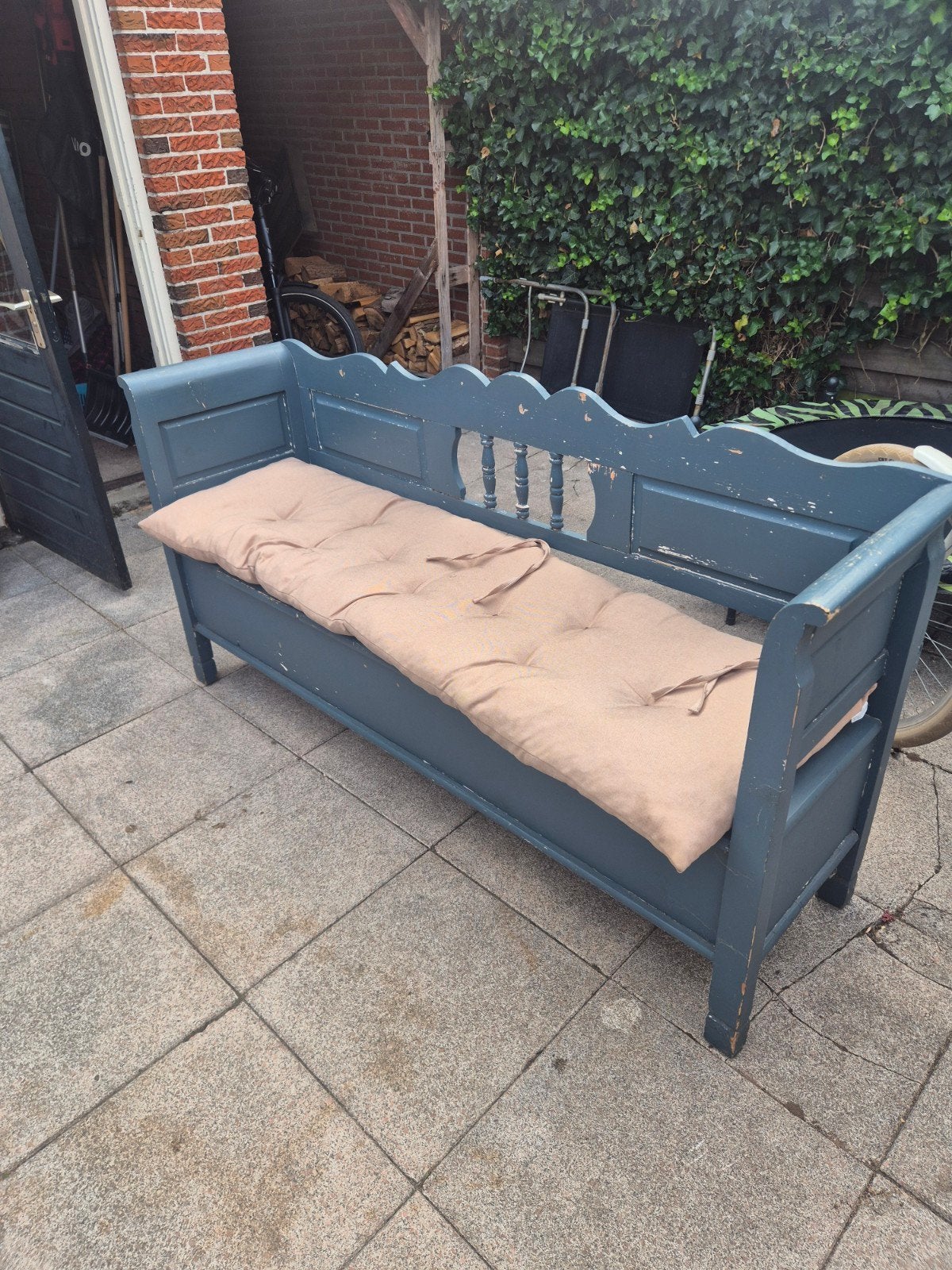 Gebruikte klepbank, Ophalen, Hout, Gebruikt, Blauw