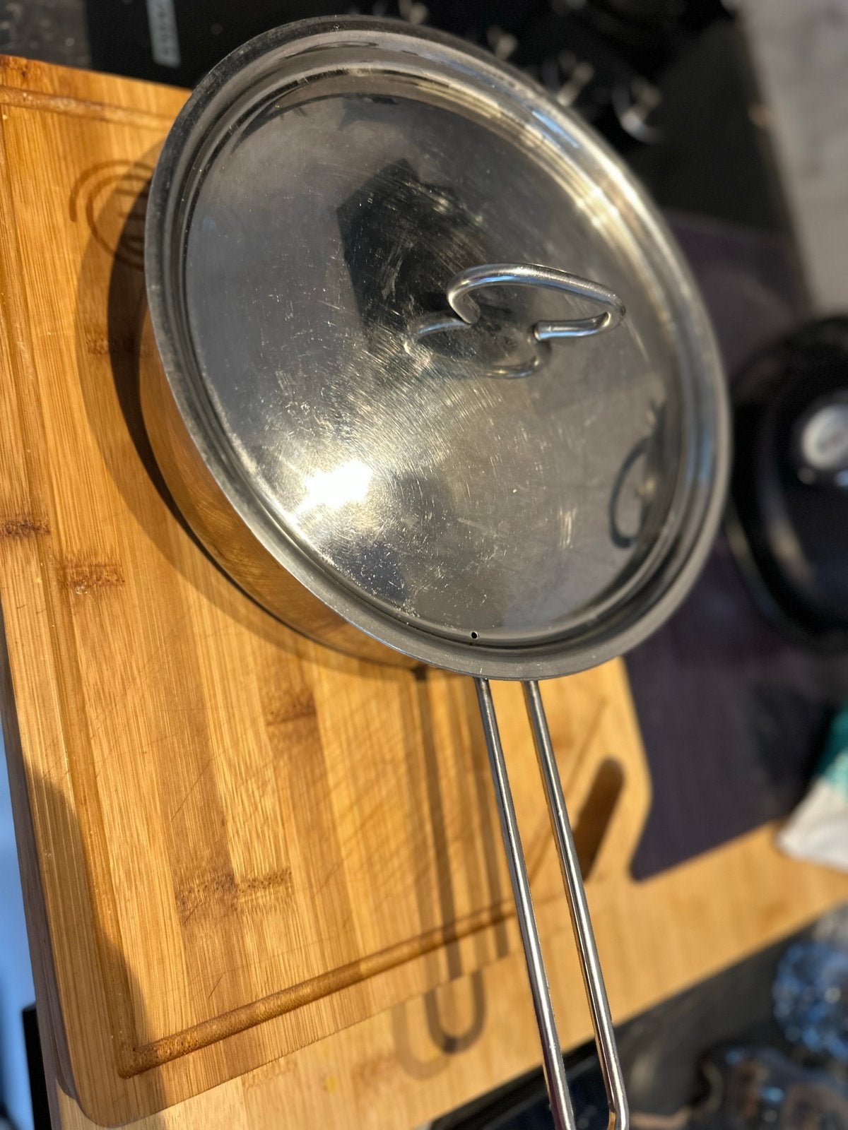 Hapjespan RVS met deksel, Ophalen, Gebruikt, Rvs, Koekenpan of Braadpan