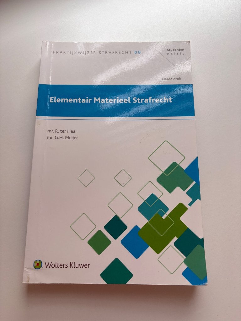 Elementair materieel strafrecht, Boeken, Zo goed als nieuw, Wolters Kluwer, Gamma, HBO