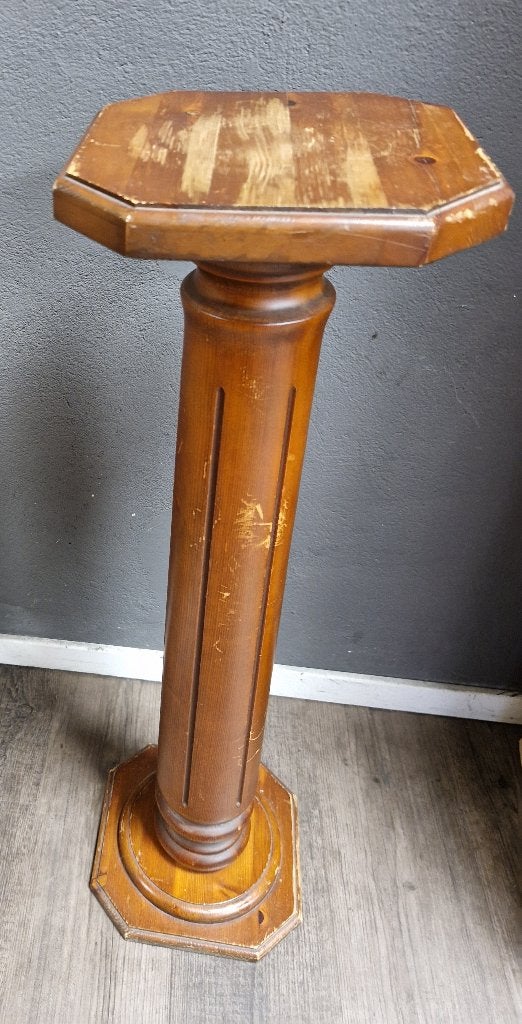Vintage houten plantenstandaard sokkel, Ophalen, -, -, Zo goed als nieuw