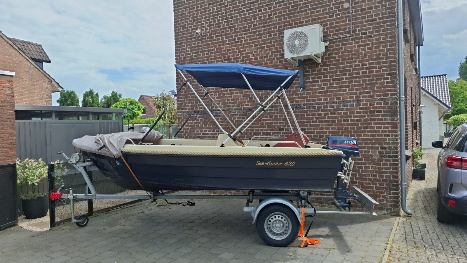 Sea-finder 420  Nieuwe motor (slechts 3 vaaruren!) & trailer, Ophalen, Biminitop