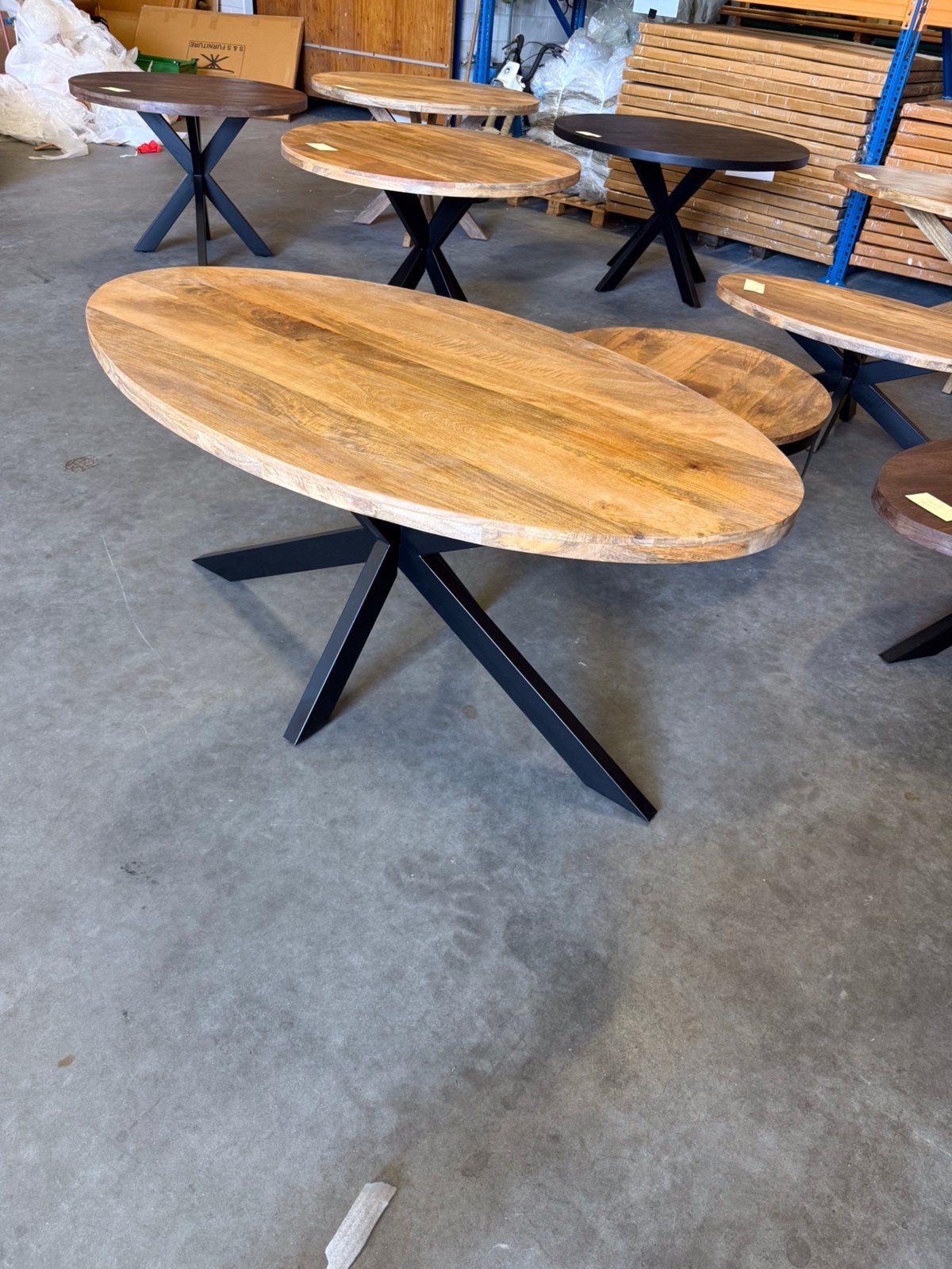 Nieuwe ovale eettafel 160x90cm mango hout, Huis en Inrichting, Tafels | Eettafels, Ophalen, Nieuw, Ovaal, 200 cm of meer