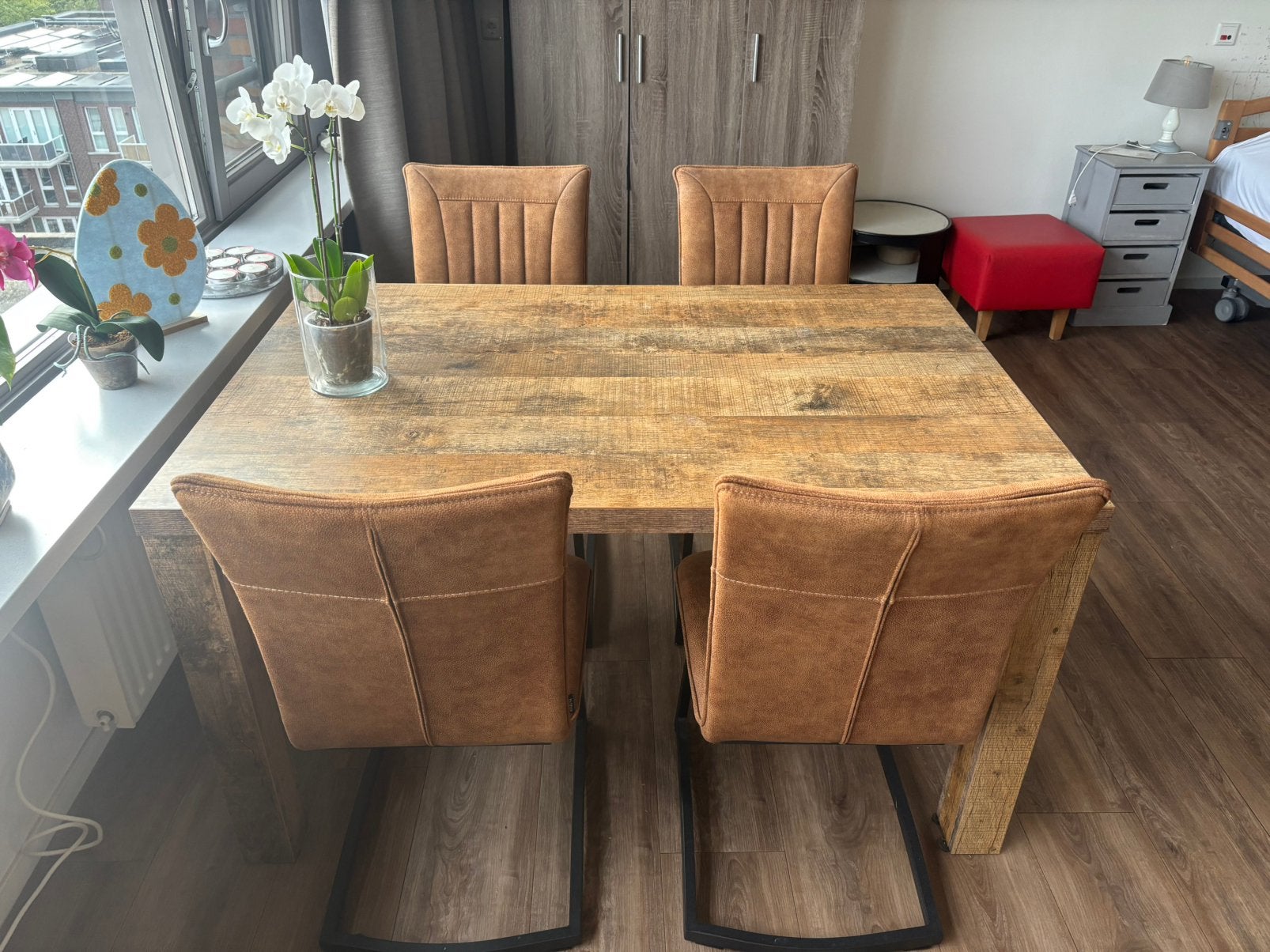Eettafel 4 personen, Ophalen, Gebruikt, 100 tot 150 cm, Teakhout