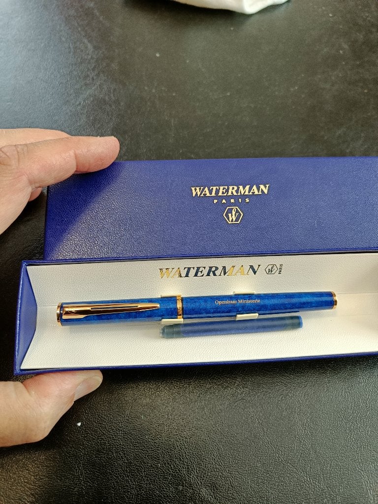Waterman blauwe vulpen, vintage, Nieuw, Ophalen of Verzenden, Met reclame, Vulpen