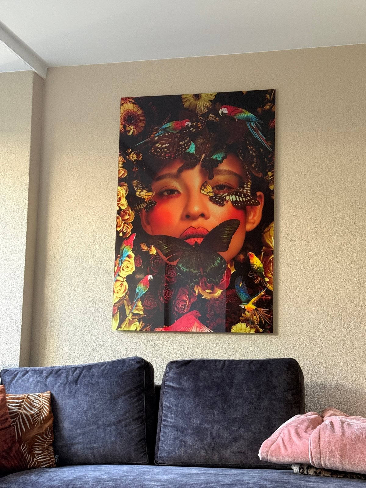 Prachtig modern schilderij met vlinders en bloemen, Overig onderwerp, Print, Overige materialen, Ophalen