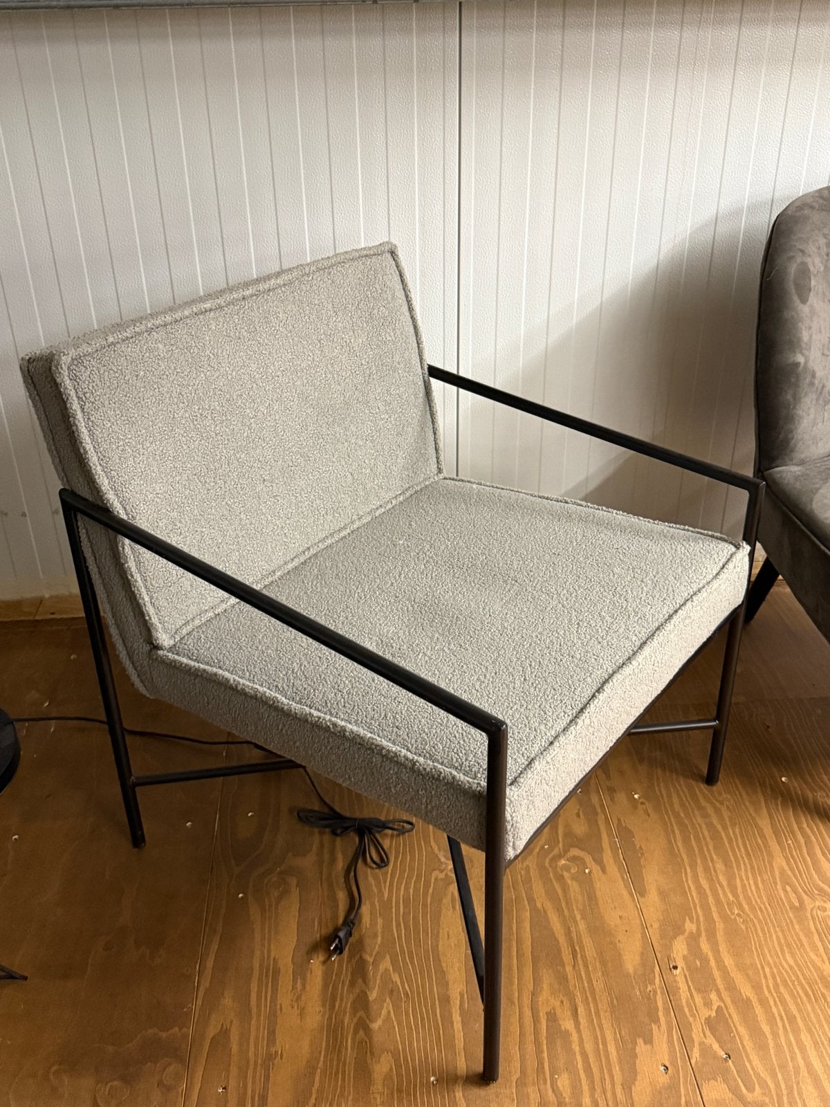 Grijze teddy fauteuil, Ophalen, 75 tot 100 cm, Zo goed als nieuw, Stof
