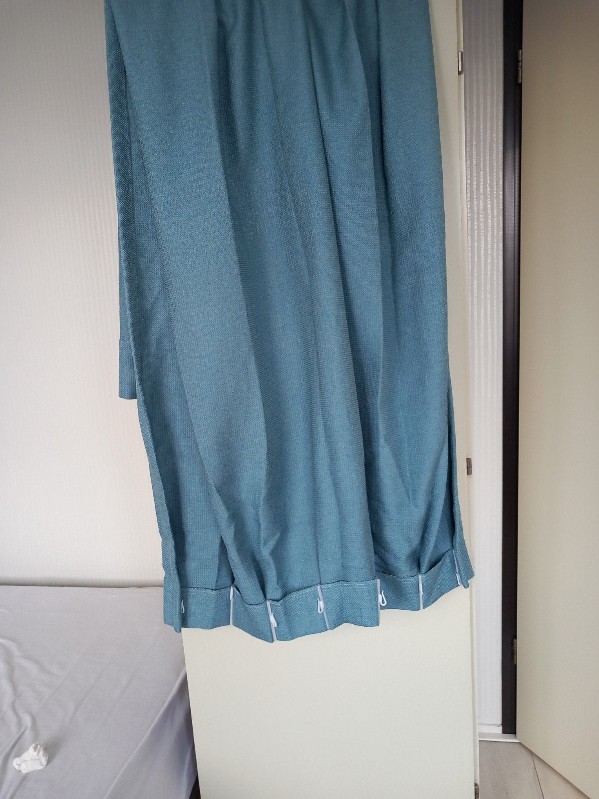 twee stuk gordijnen licht blauwe, Blauw, Met haken, Nieuw, Ophalen of Verzenden