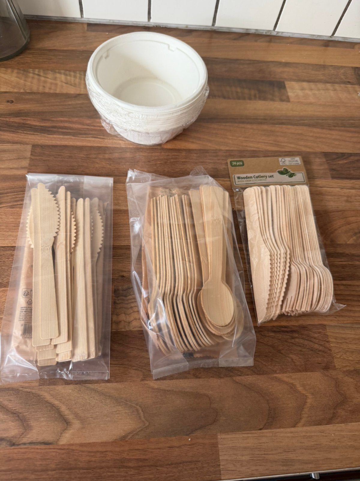 Houten bestek voor barbecue en feestjes, Bestekset, Overige typen, Nieuw, Ophalen of Verzenden