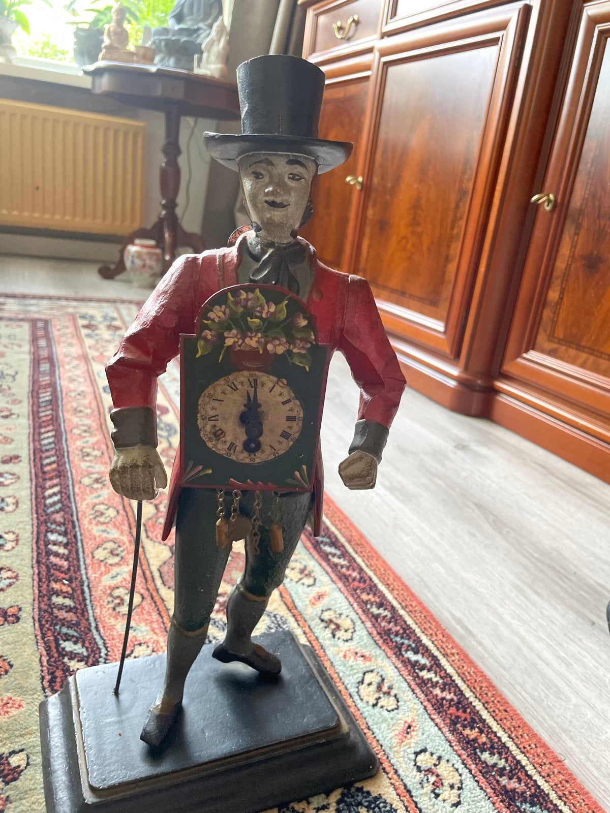Antieke Klokkenman: Unieke Houten Figuur met Klok, Ophalen