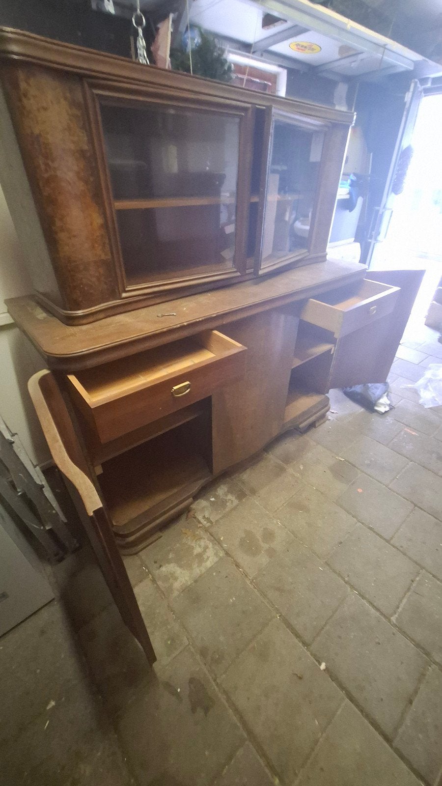 Vintage dressoir met vitrinekast - Jaren '30/'40, Antiek en Kunst, Antiek | Meubels | Kasten, Ophalen