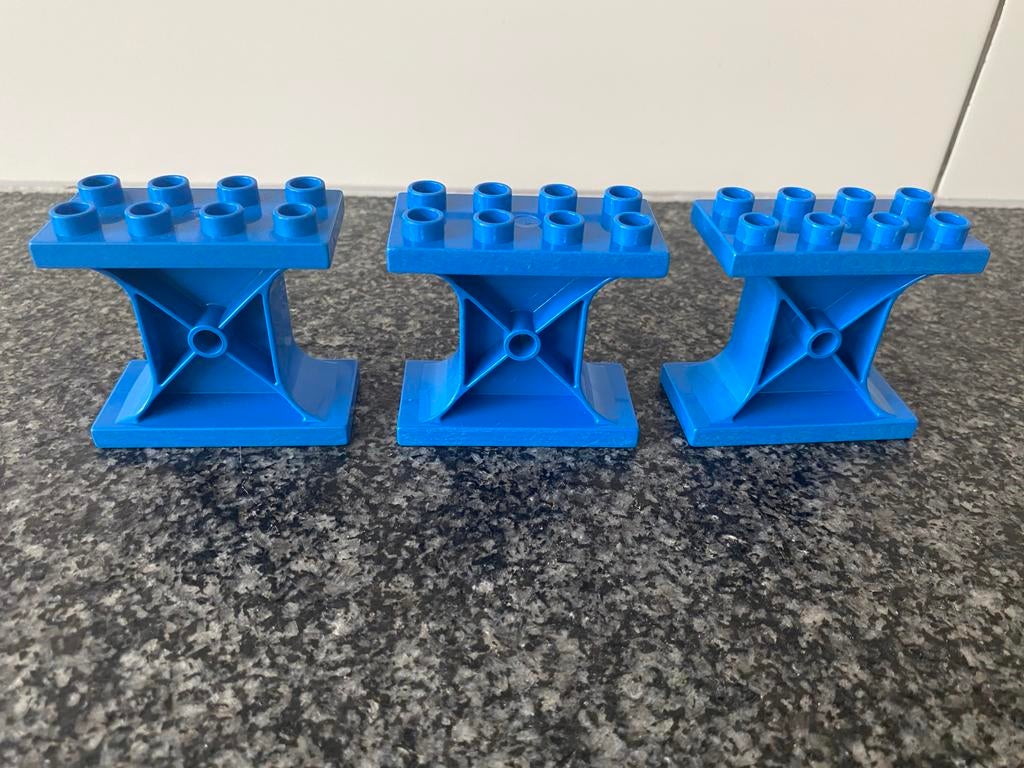 LEGO Duplo steunpilaar blauw 2x4x3 - Bruggen/Kranen, Ophalen of Verzenden, Gebruikt, Losse stenen, Duplo