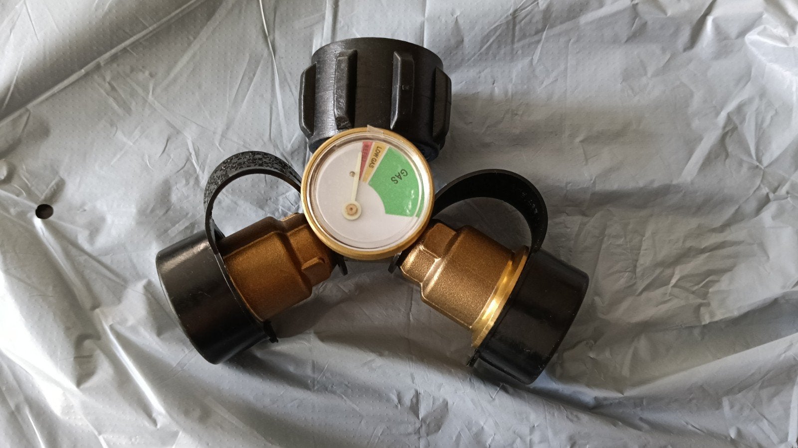 Gasfles adapter met drukmeter, 2 weg - Nieuw, Ophalen of Verzenden, Nieuw, Onbekend